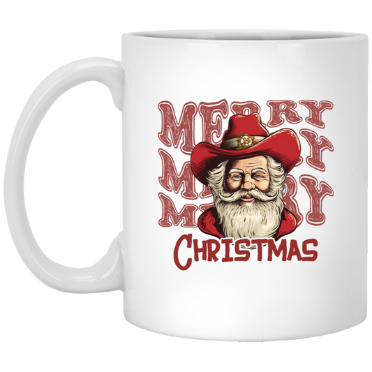 Cowboy Claus: Merry Merry Christmas 11oz White Mug