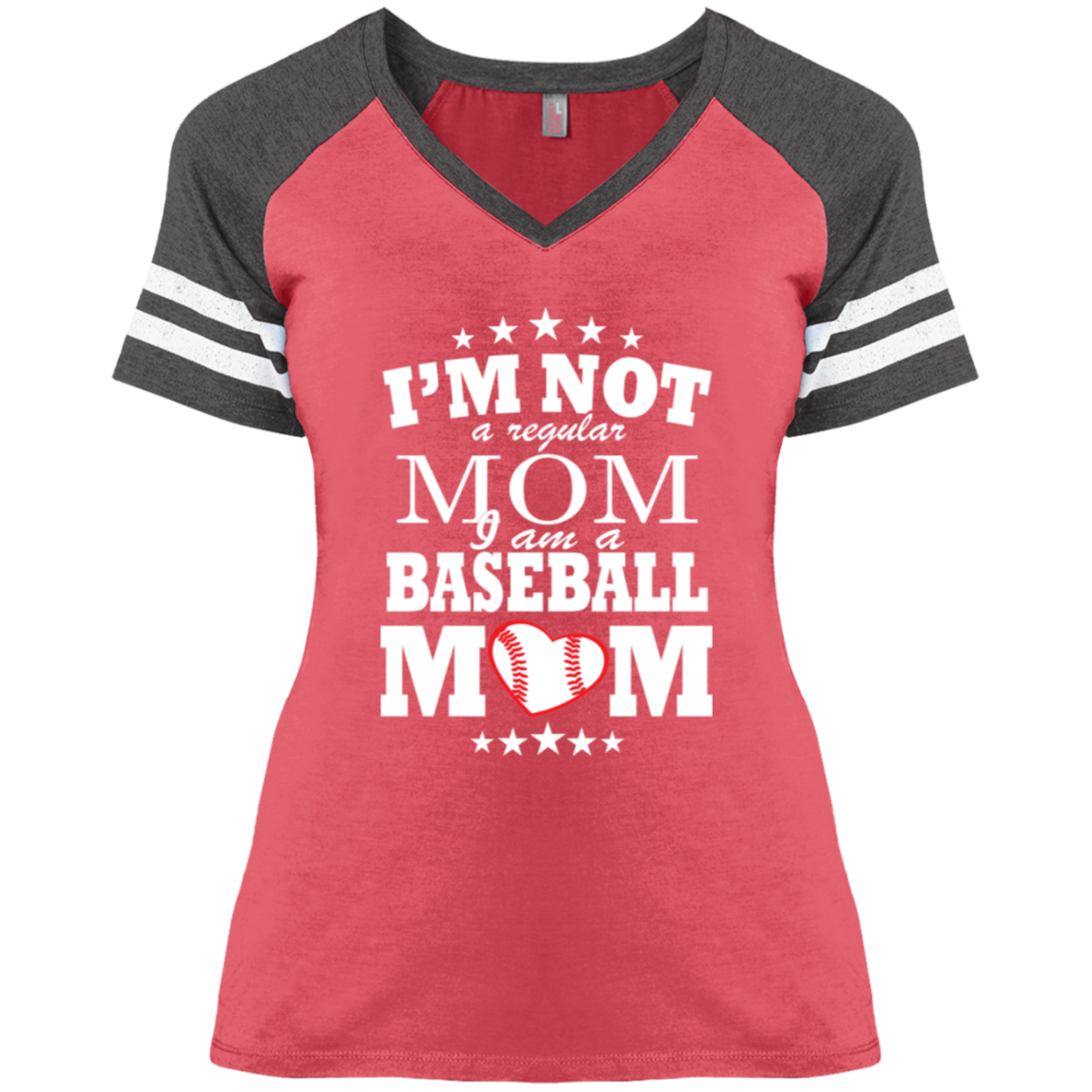 I'm Not A Regular Mom I'm A Baseball Mom Ladies' Game V-Neck T-Shirt