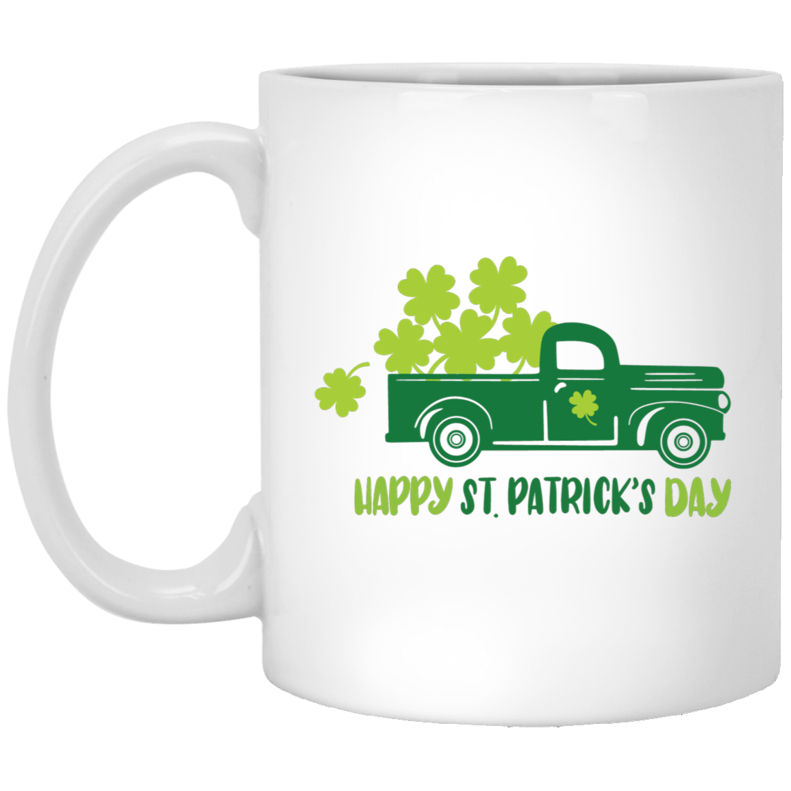 Happy St. Patricks Day Truck 11oz White Mug