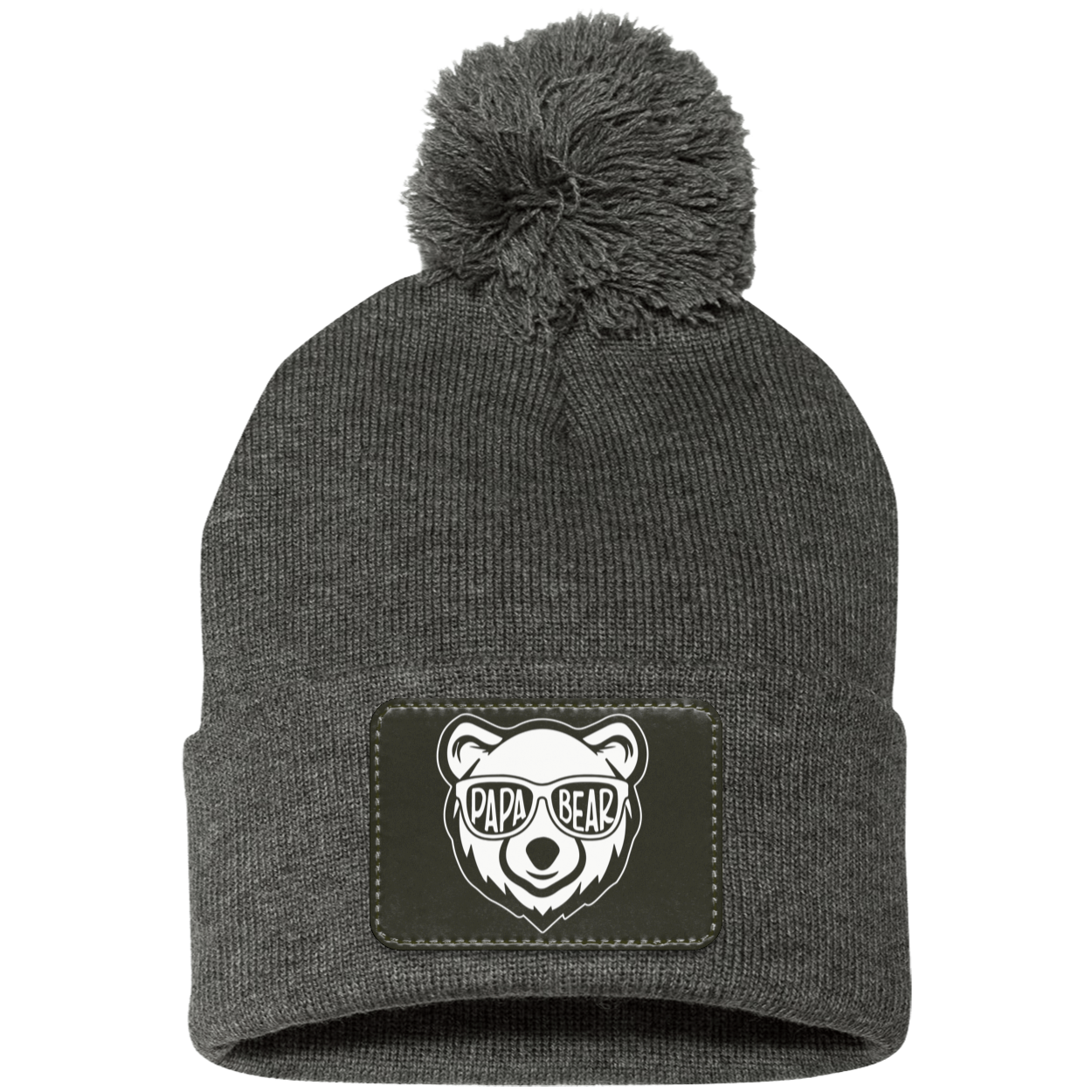 Papa Bear Pom Pom Knit Cap - Patch