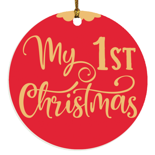 My 1st Christmas Red & Gold Circle Ornament