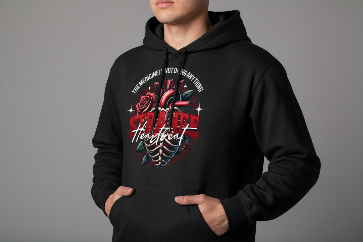 Strange Heartbeat Graphic Pullover Hoodie