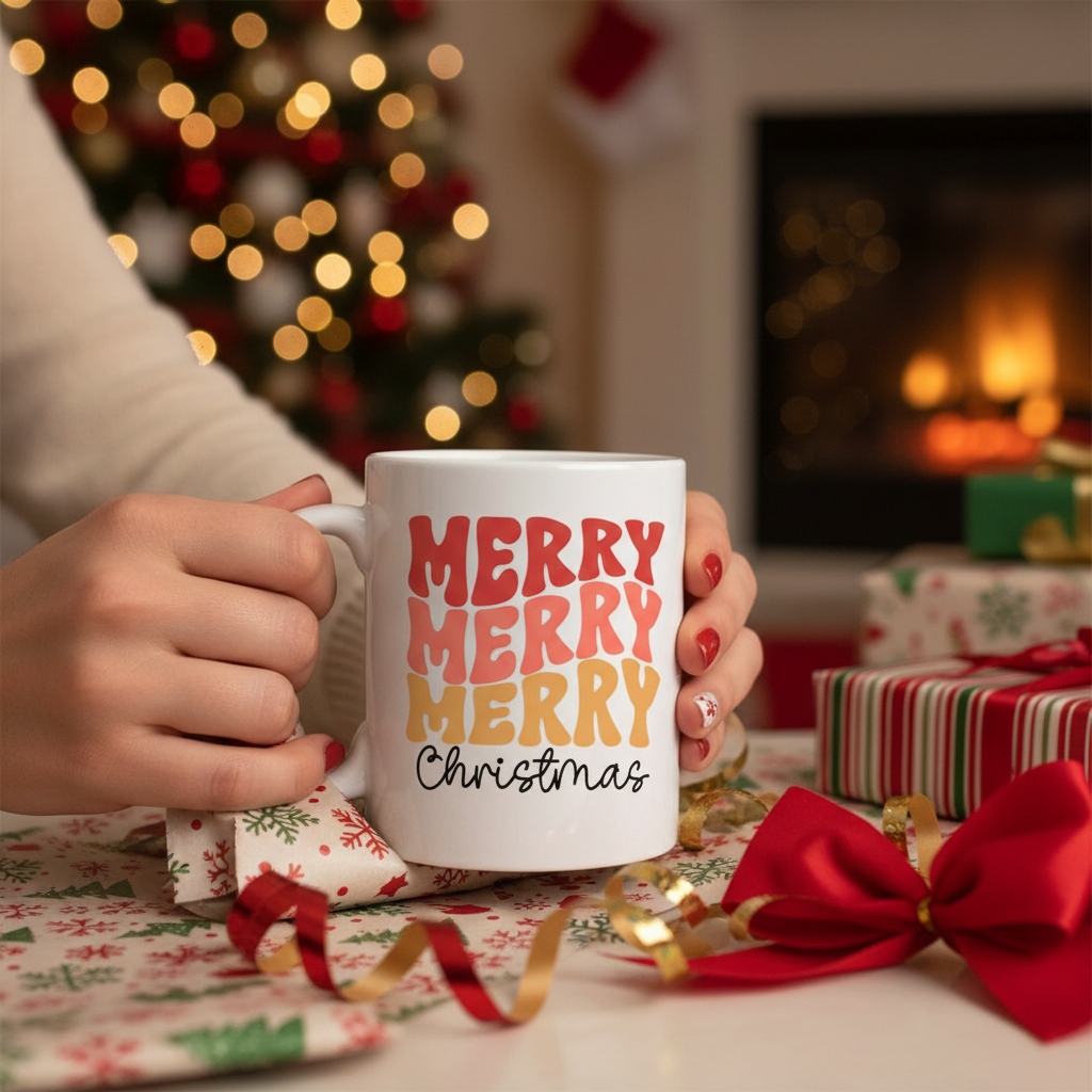 Merry Times Three: Christmas Cheer 11oz White Mug
