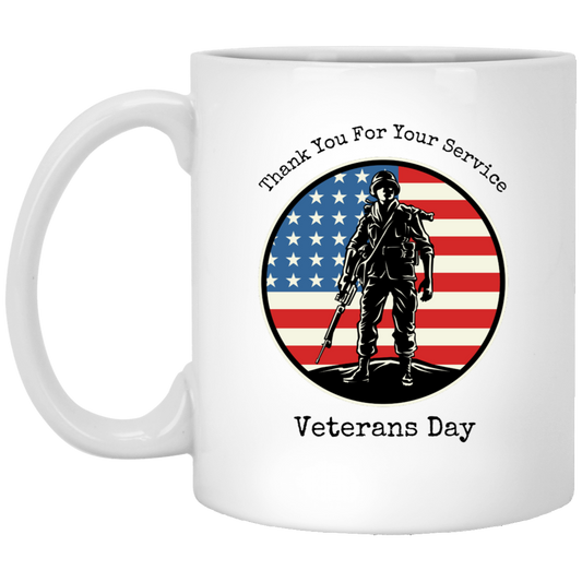 Thank You For Your Service Veterans Day 11oz White Mug