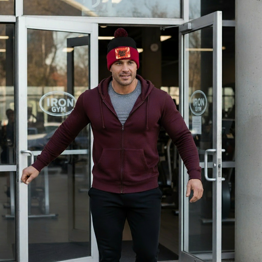 Beast Mode Fangs Pom Pom Knit Cap - Patch