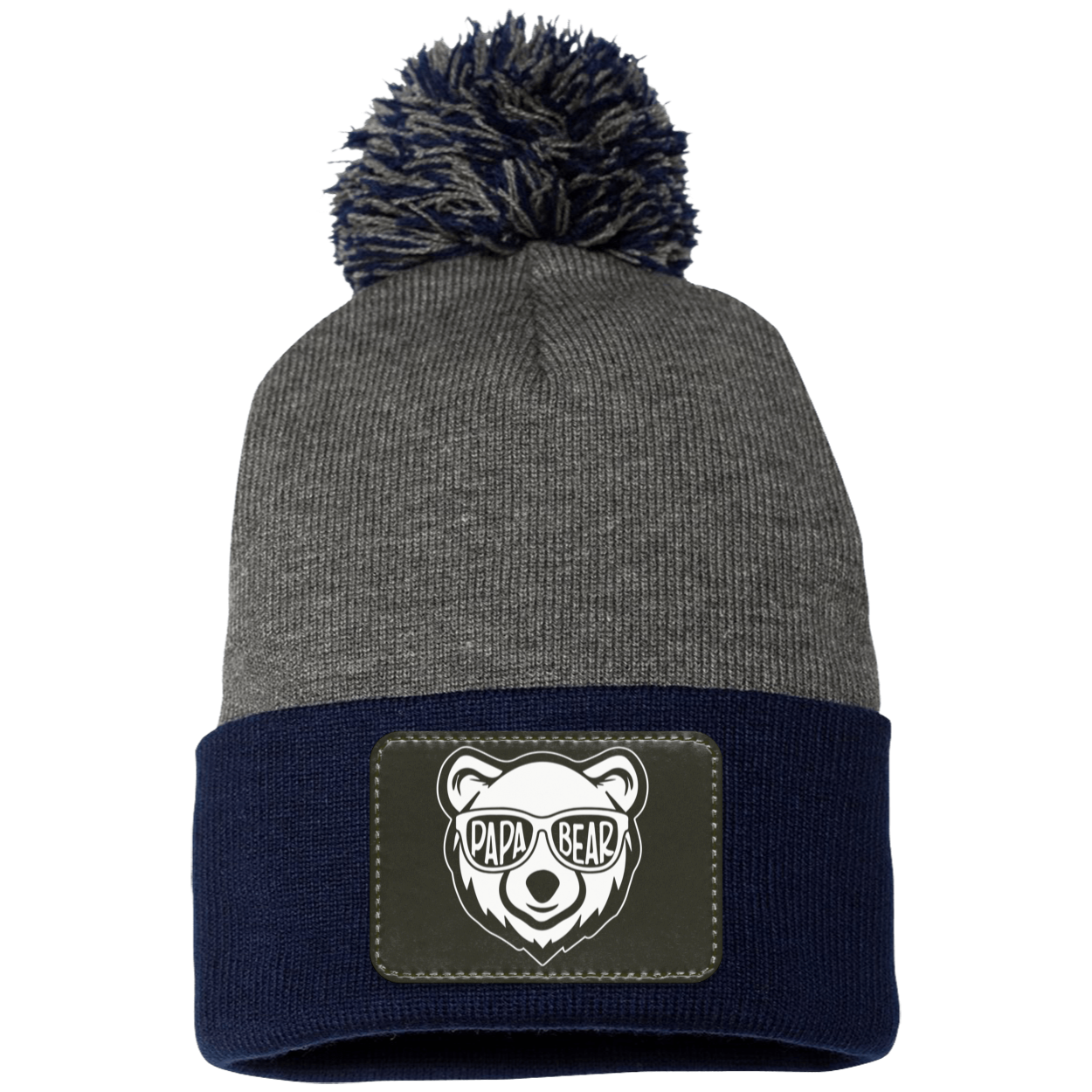 Papa Bear Pom Pom Knit Cap - Patch