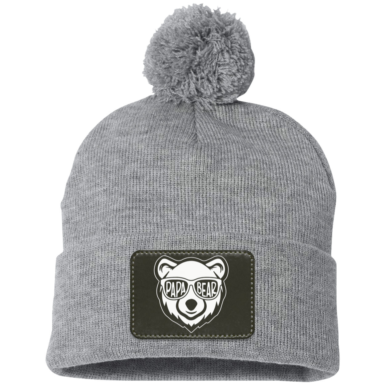 Papa Bear Pom Pom Knit Cap - Patch