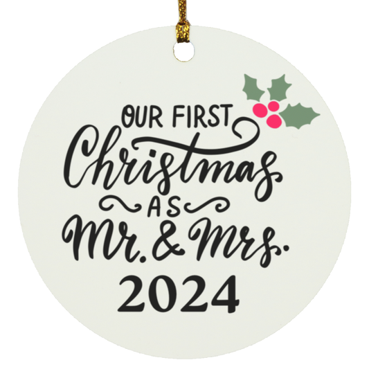 Mr. & Mrs. First Christmas Circle Ornament