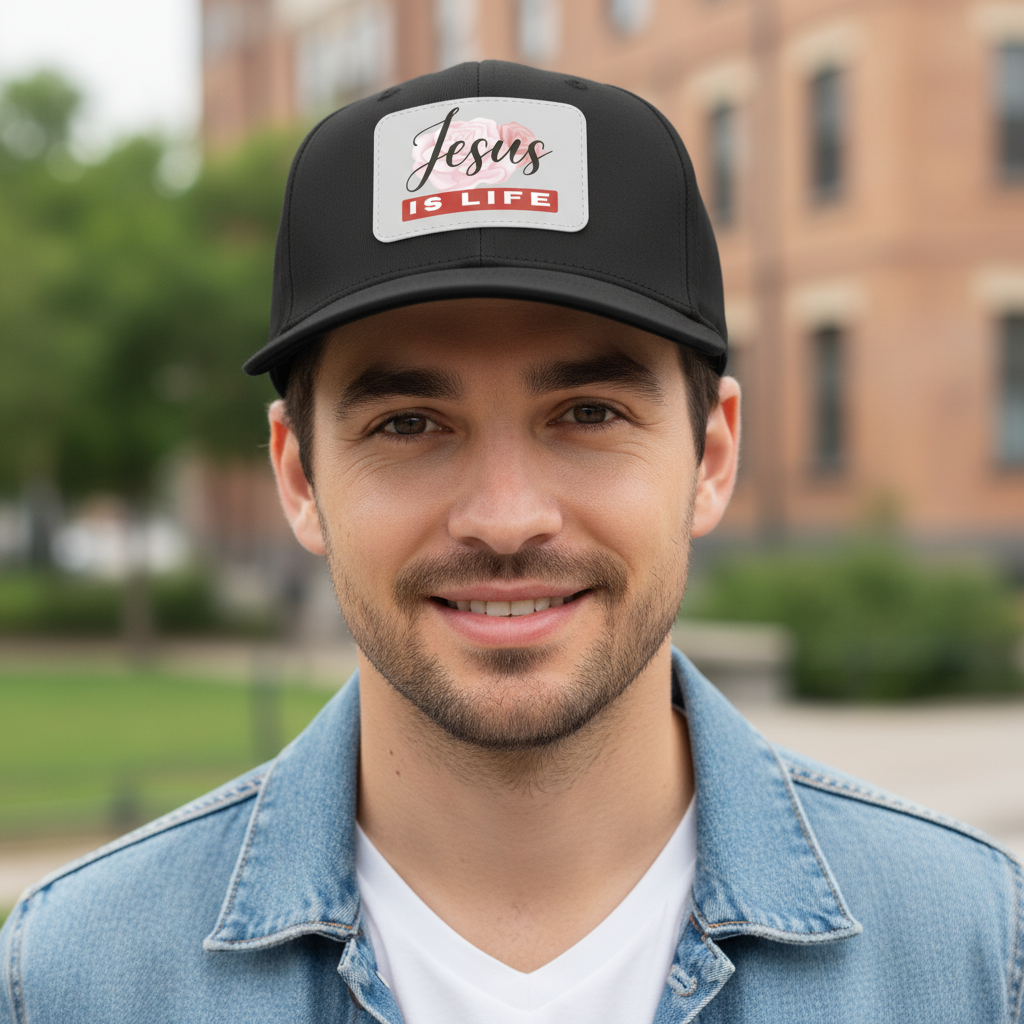 Jesus Is Life Floral Design Twill Cap - Patch