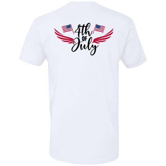 4th of July Eagle & American Flag Front Back Design Premium Short Sleeve T-Shirt