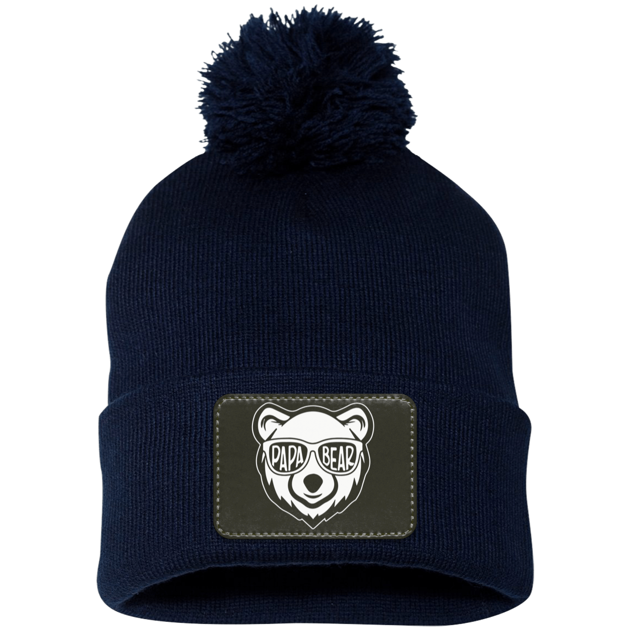 Papa Bear Pom Pom Knit Cap - Patch