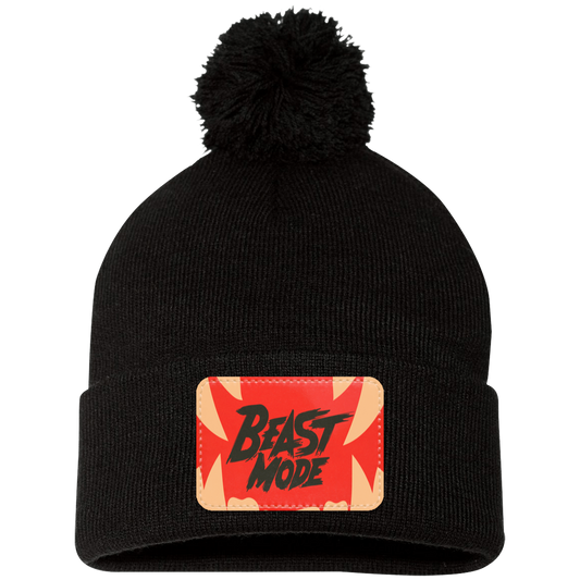 Beast Mode Fangs Pom Pom Knit Cap - Patch