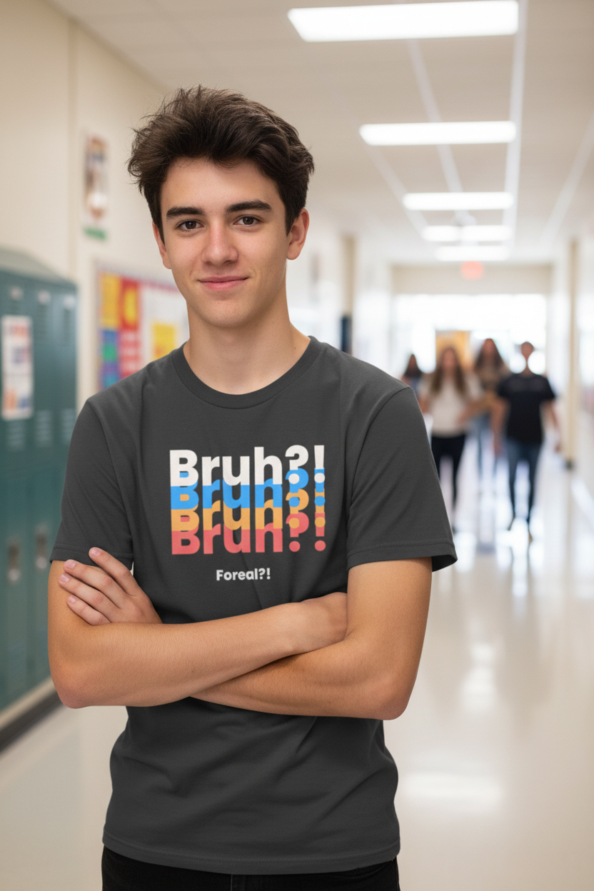 Bruh?! Foreal?! Funny Streetwear Graphic T-Shirt