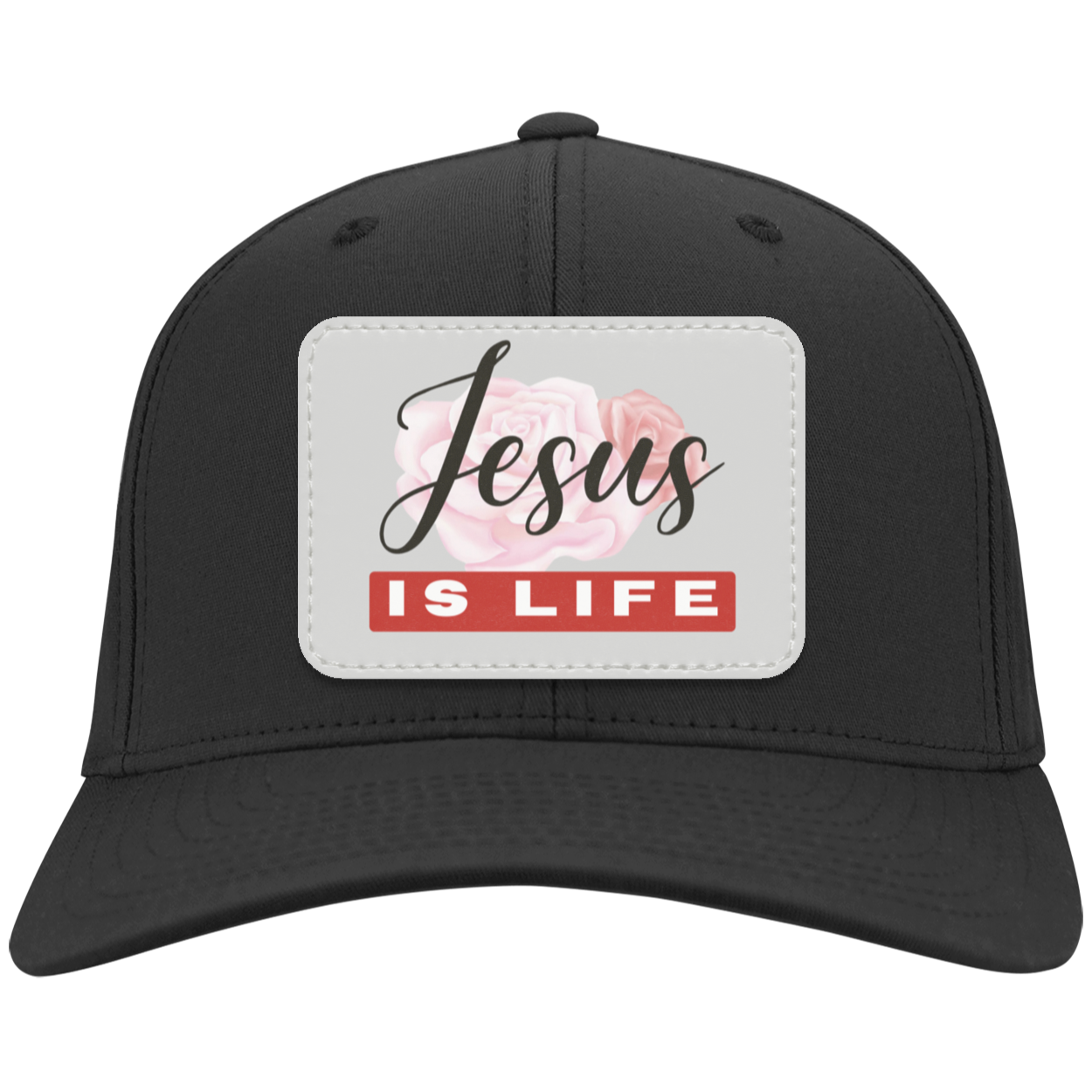 Jesus Is Life Floral Design Twill Cap - Patch