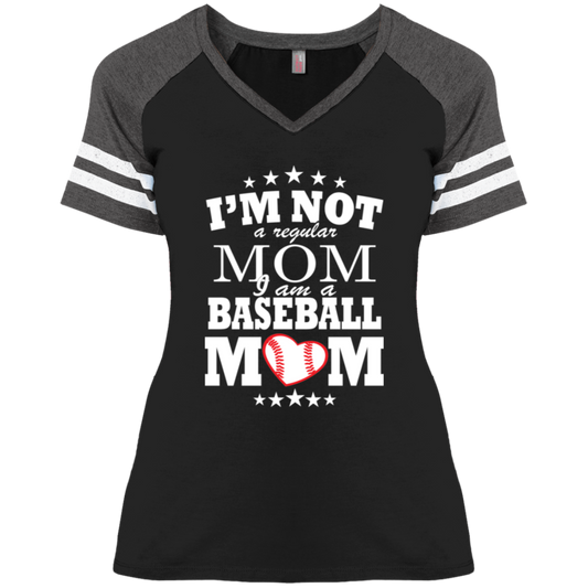 I'm Not A Regular Mom I'm A Baseball Mom Ladies' Game V-Neck T-Shirt