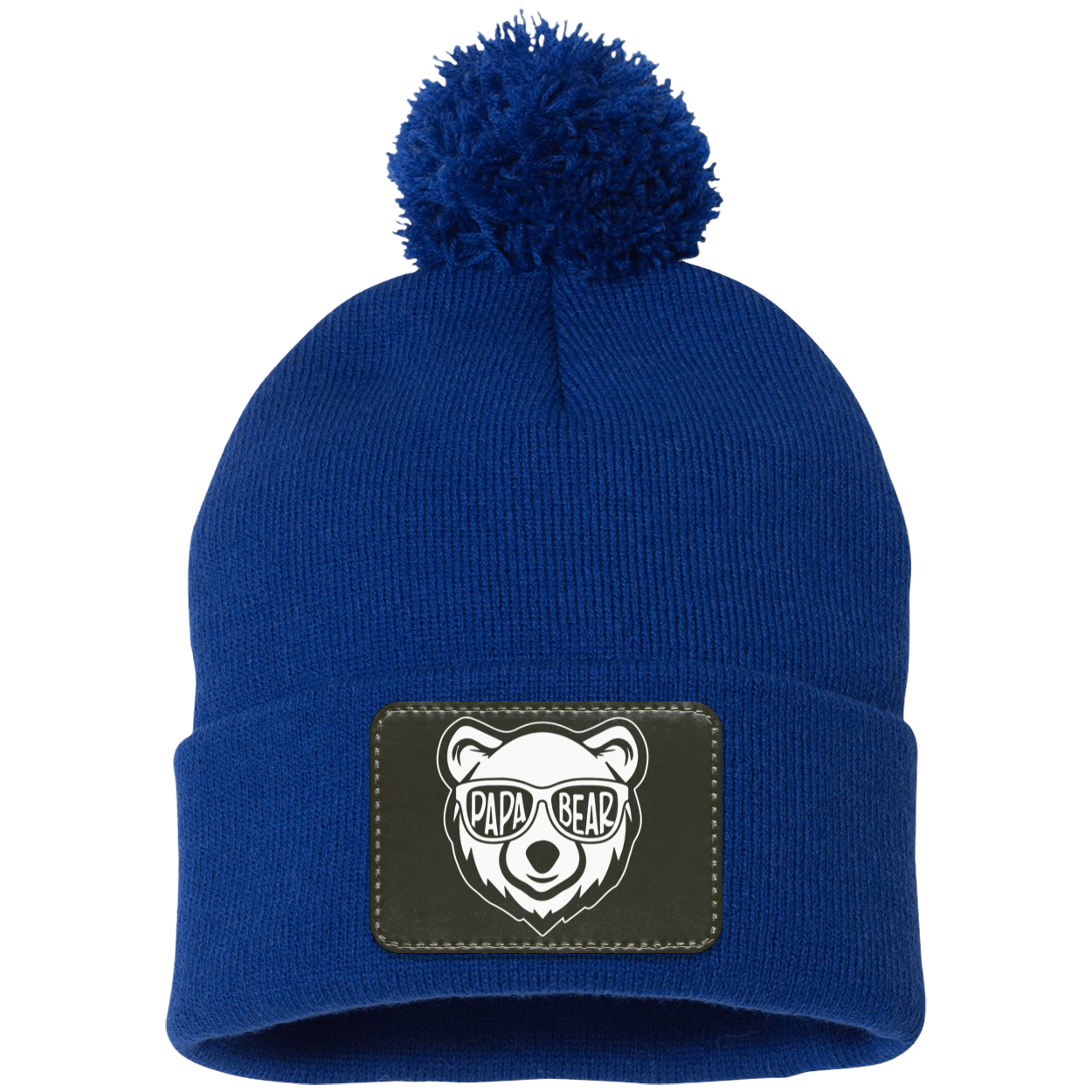 Papa Bear Pom Pom Knit Cap - Patch