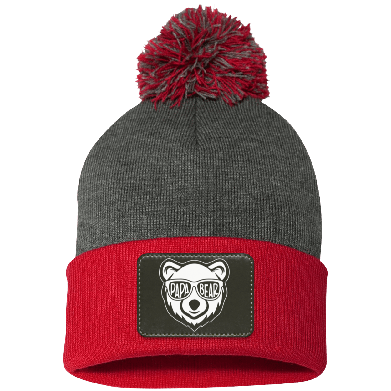 Papa Bear Pom Pom Knit Cap - Patch