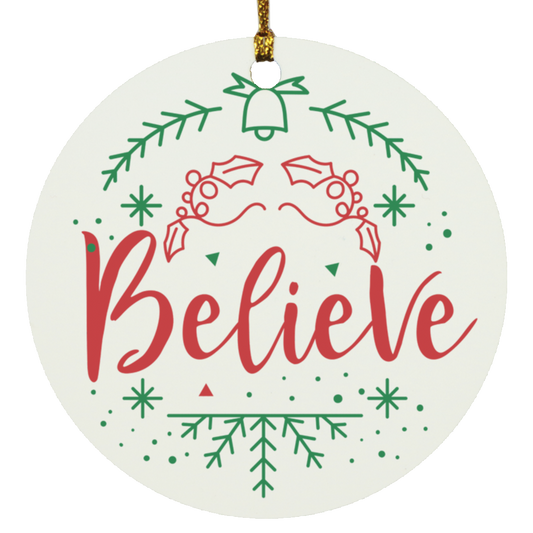 Believe Christmas Circle Ornament
