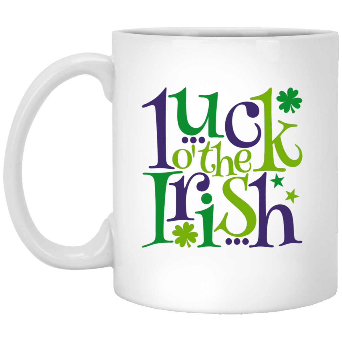 Luck O' the Irish 11oz White Mug, St. Patricks Day Mug