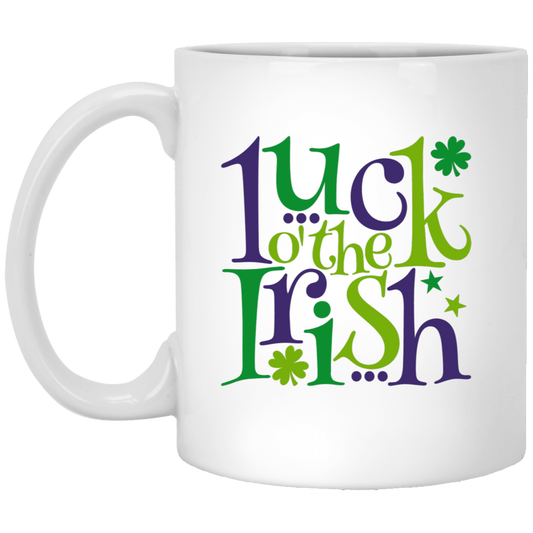 Luck O' the Irish 11oz White Mug, St. Patricks Day Mug