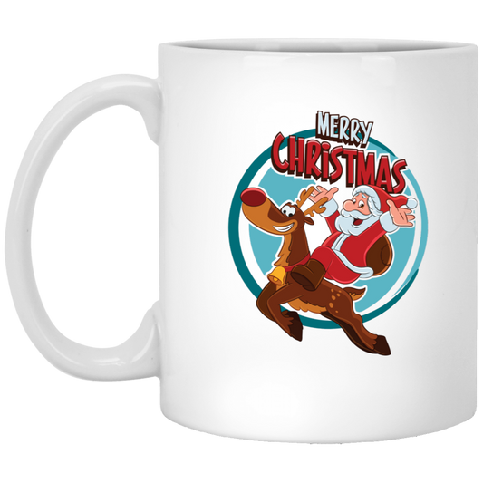 Santa's Wild Ride: Merry Christmas 11oz White Mug