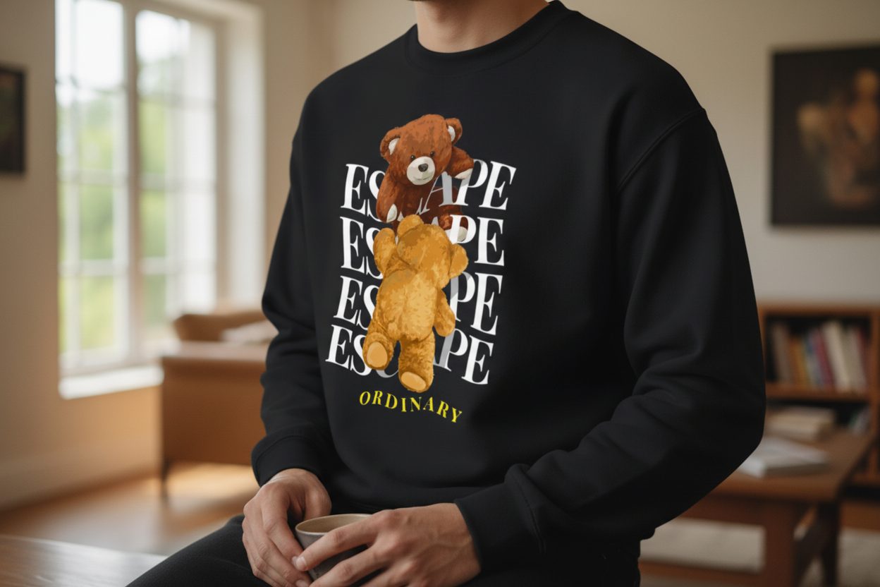 Escape the Ordinary Teddy Bear Sweatshirt - Inspirational Streetwear