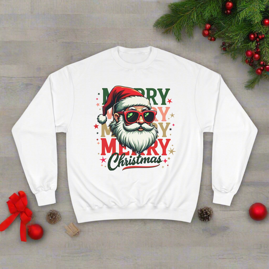 Cool Santa Holiday Greetings Champion Sweatshirt