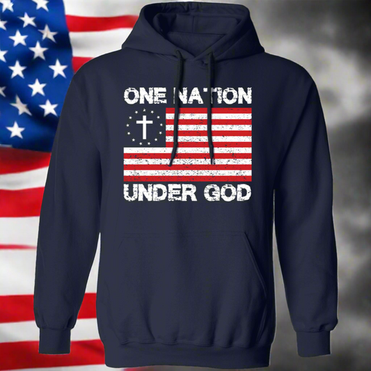 Patriotic Faith: One Nation Under God Pullover Hoodie