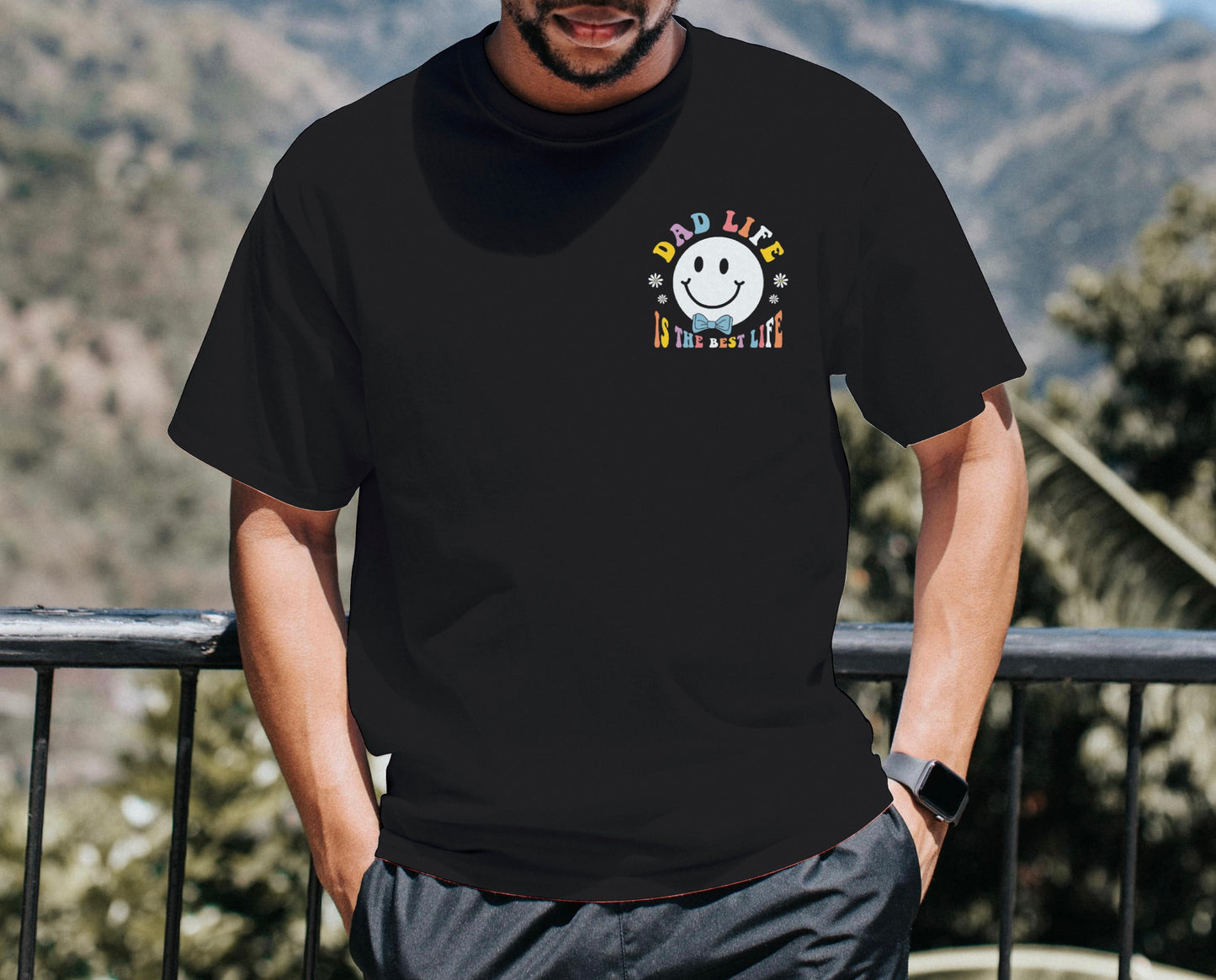 Dad Life Retro Smiley Tee, T-Shirt Gift for Dad