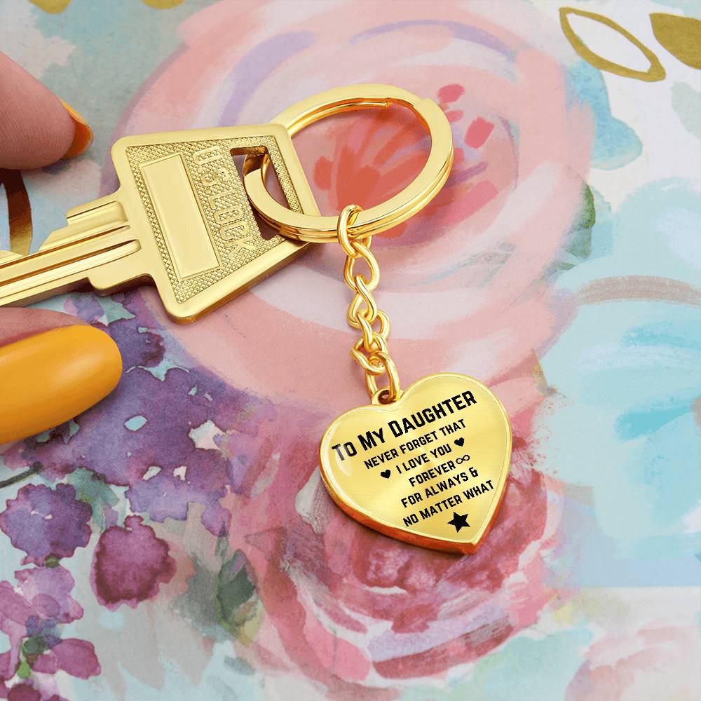 To My Daughter Never Forget That I Love You Graphic Heart Keychain, Gift for Daughter