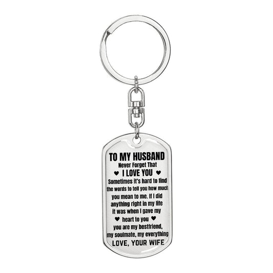 Gift for Husband, Graphic Dog Tag Keychain for Husband, Birthday Gift for Husband