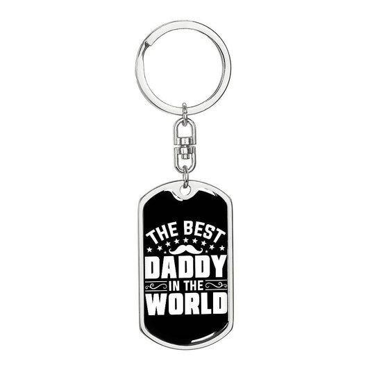 Gift for Dad, The Best Daddy In The World Graphic Dog Tag Keychain, Birthday Gift for Dad, Father's Day Gift for Dad