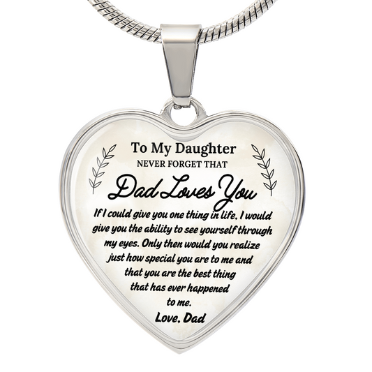 A Father's Love: To My Daughter Graphic Heart Necklace