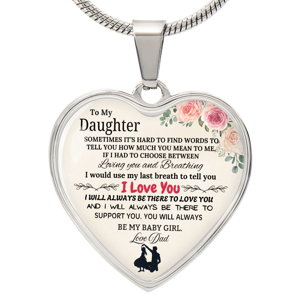 A Father's Love: Forever My Baby Girl Graphic Heart Necklace