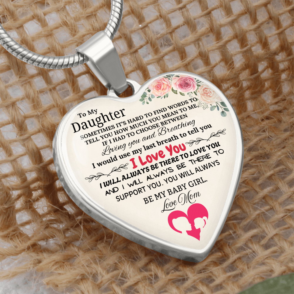 Forever My Baby Girl - To My Daughter Graphic Heart Necklace