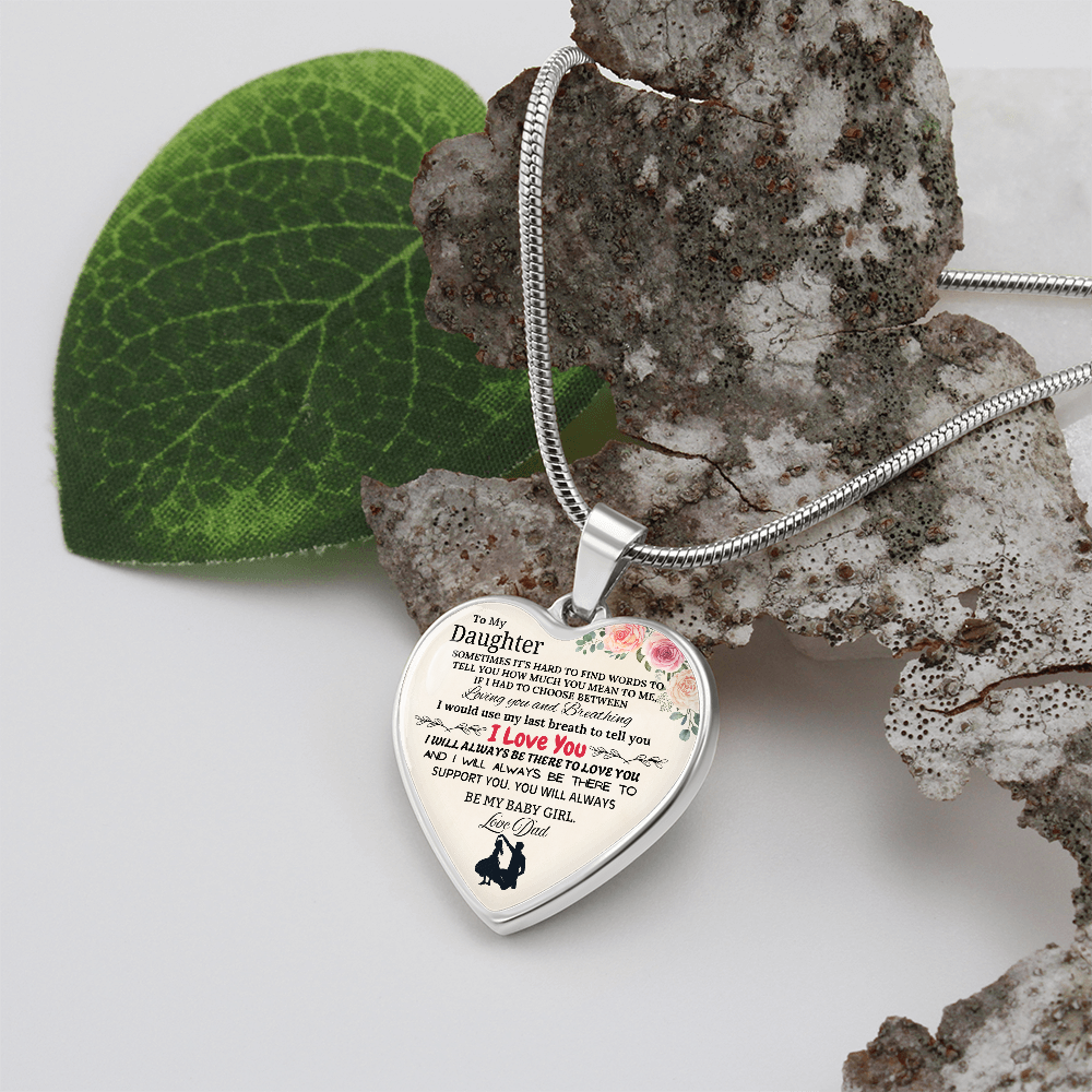 A Father's Love: Forever My Baby Girl Graphic Heart Necklace