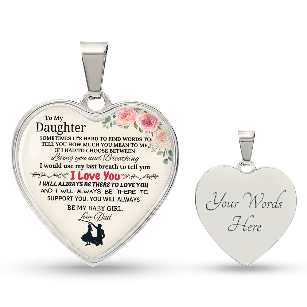 A Father's Love: Forever My Baby Girl Graphic Heart Necklace