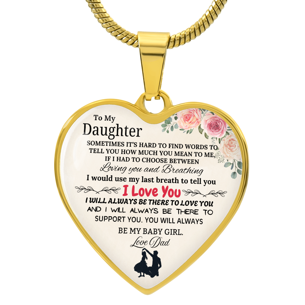 A Father's Love: Forever My Baby Girl Graphic Heart Necklace