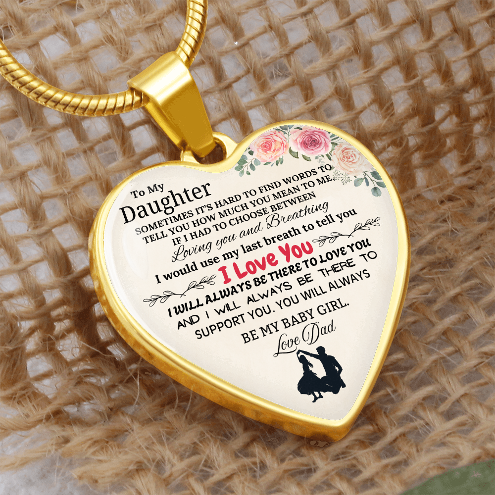 A Father's Love: Forever My Baby Girl Graphic Heart Necklace