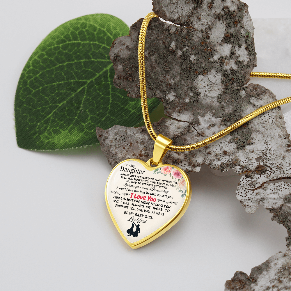 A Father's Love: Forever My Baby Girl Graphic Heart Necklace