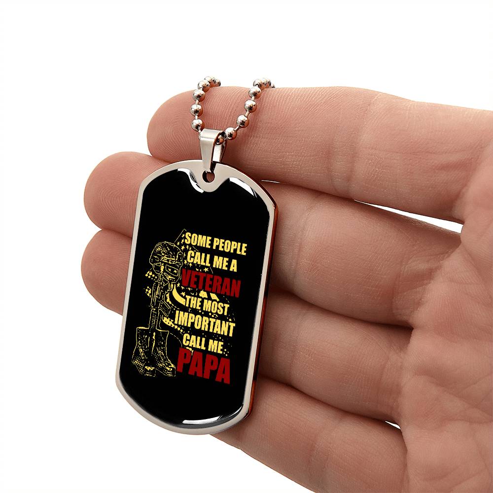 Veteran Papa Dog Tag Gift For Dad Fathers Day Gift Dog Tag