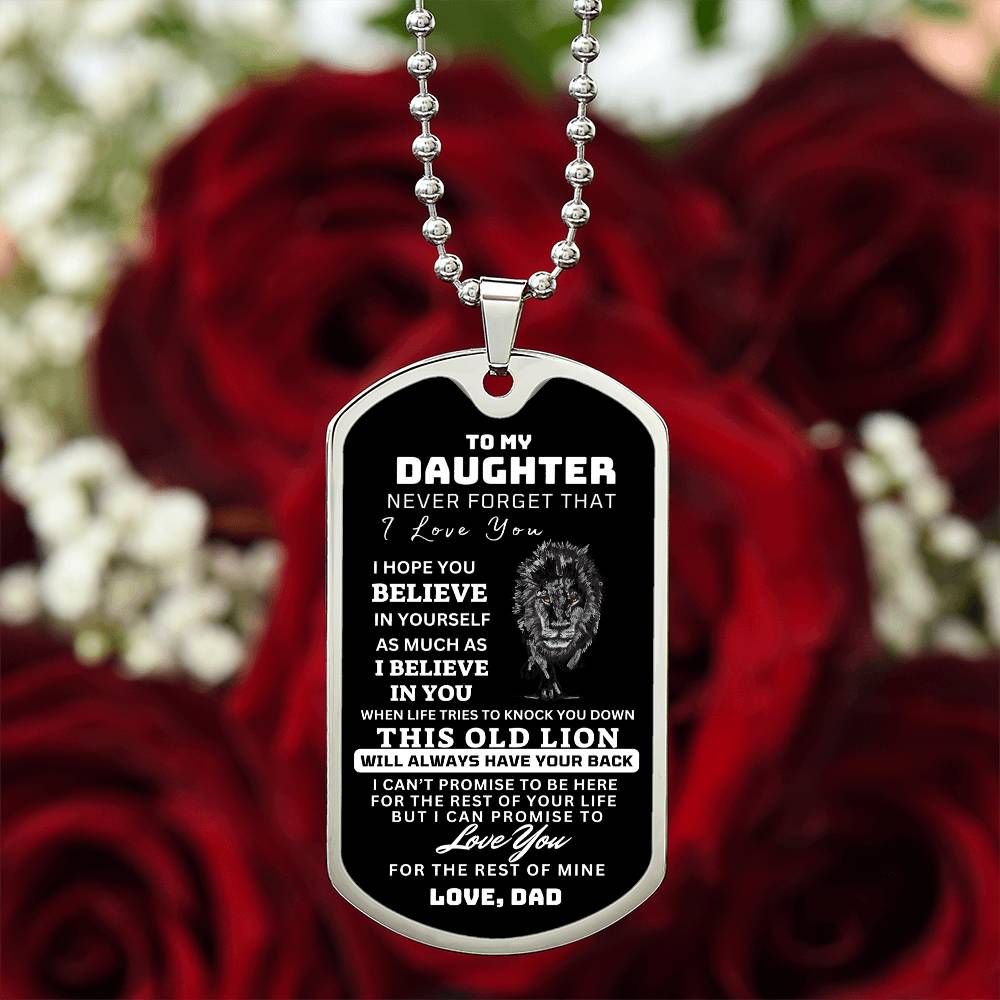 To My Daughter This Old Lion Dog Tag Gift From Dad