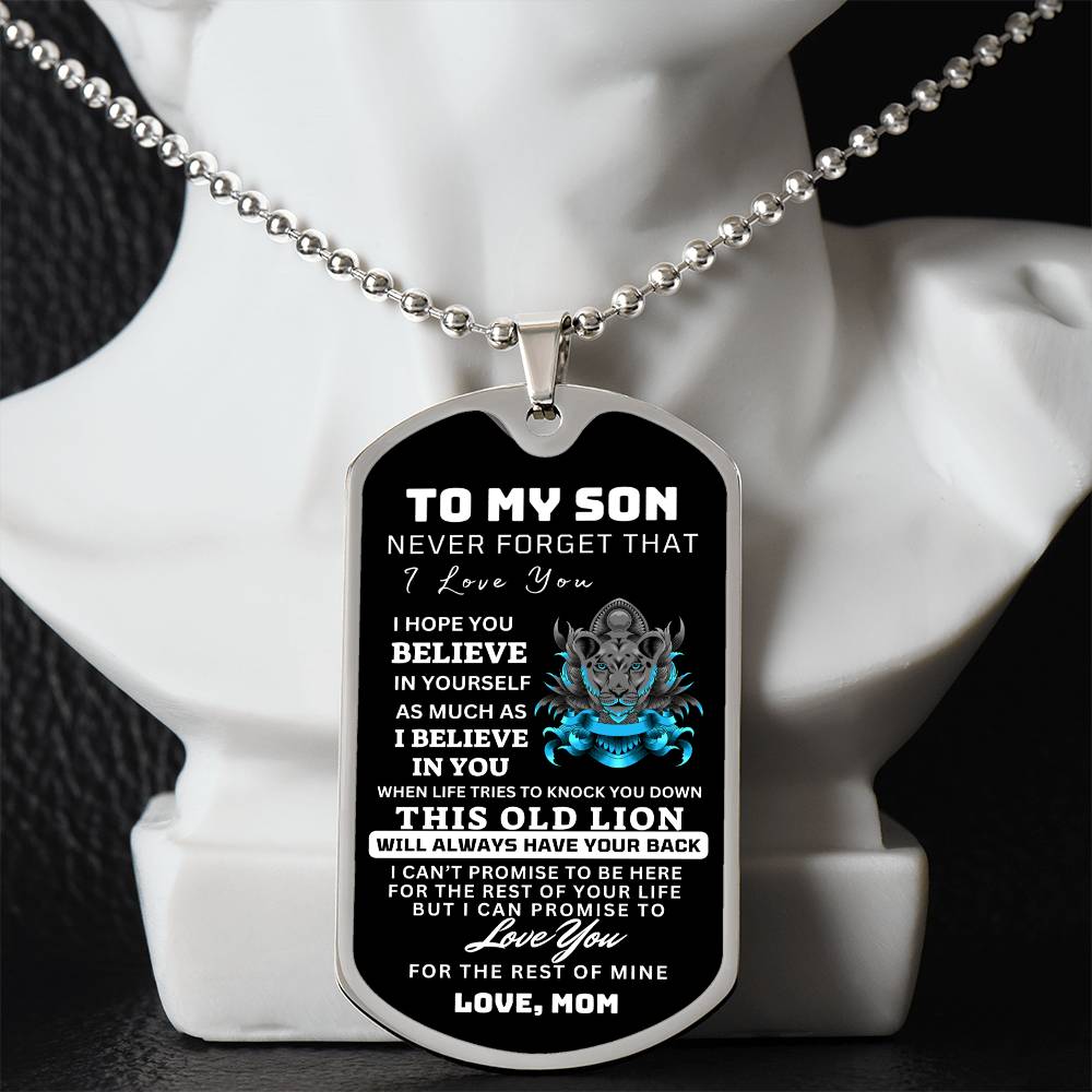 To My Son This Old Lion Dog Tag Gift From Mom