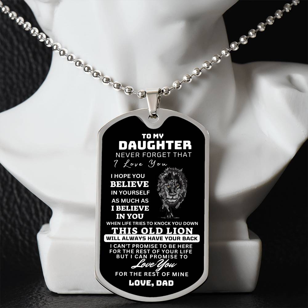 To My Daughter This Old Lion Dog Tag Gift From Dad