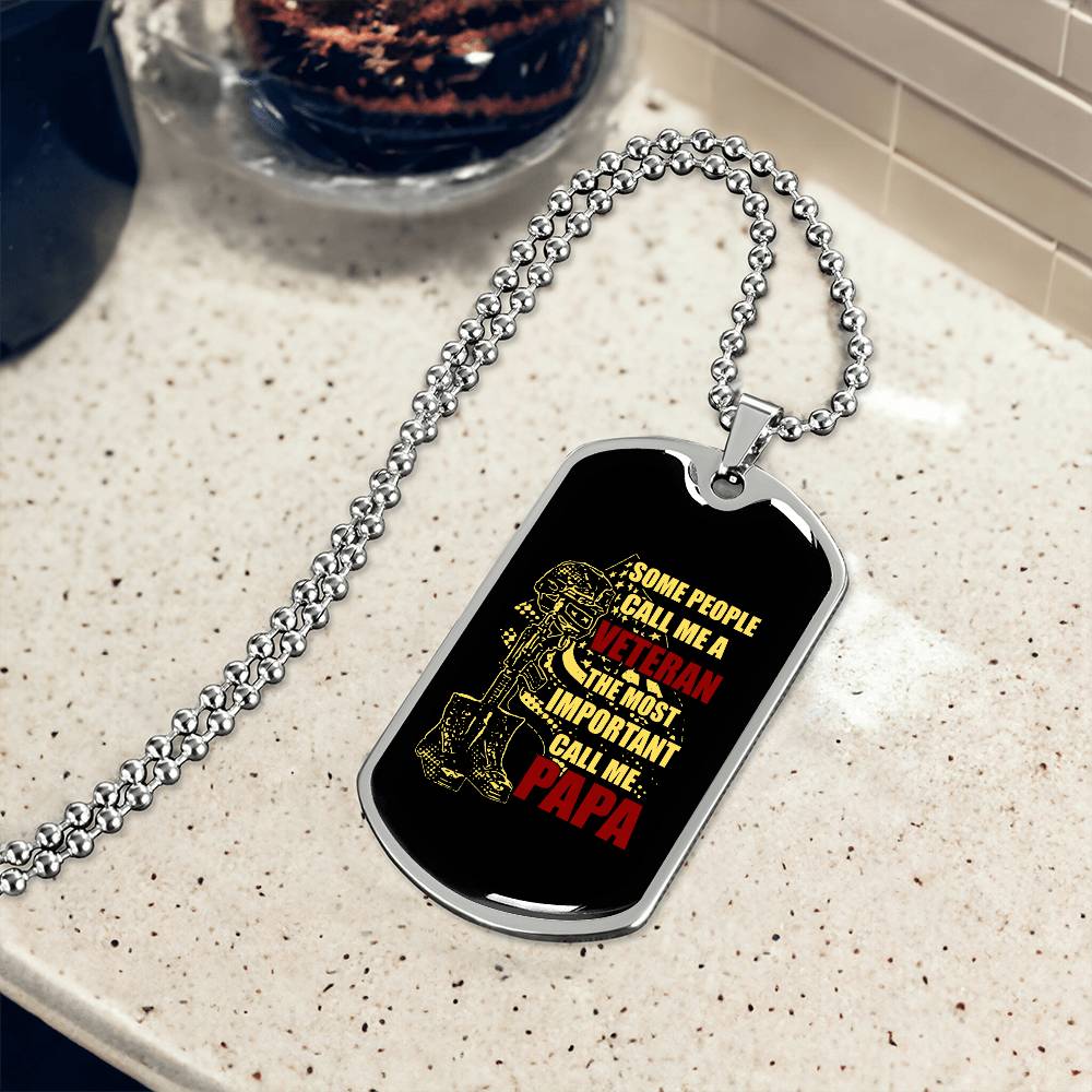 Veteran Papa Dog Tag Gift For Dad Fathers Day Gift Dog Tag