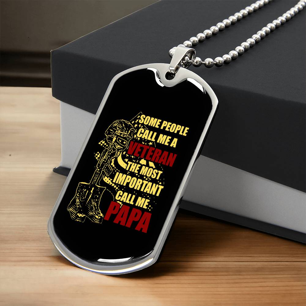 Veteran Papa Dog Tag Gift For Dad Fathers Day Gift Dog Tag