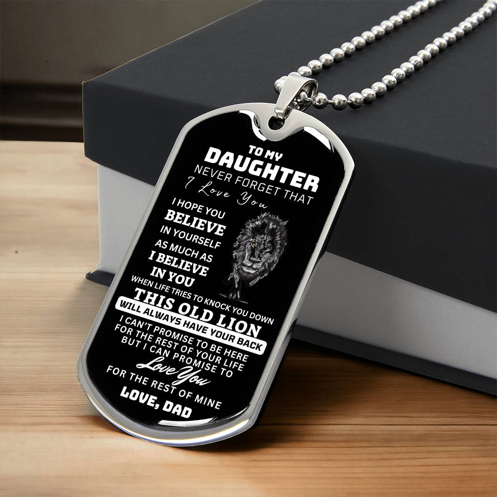 To My Daughter This Old Lion Dog Tag Gift From Dad