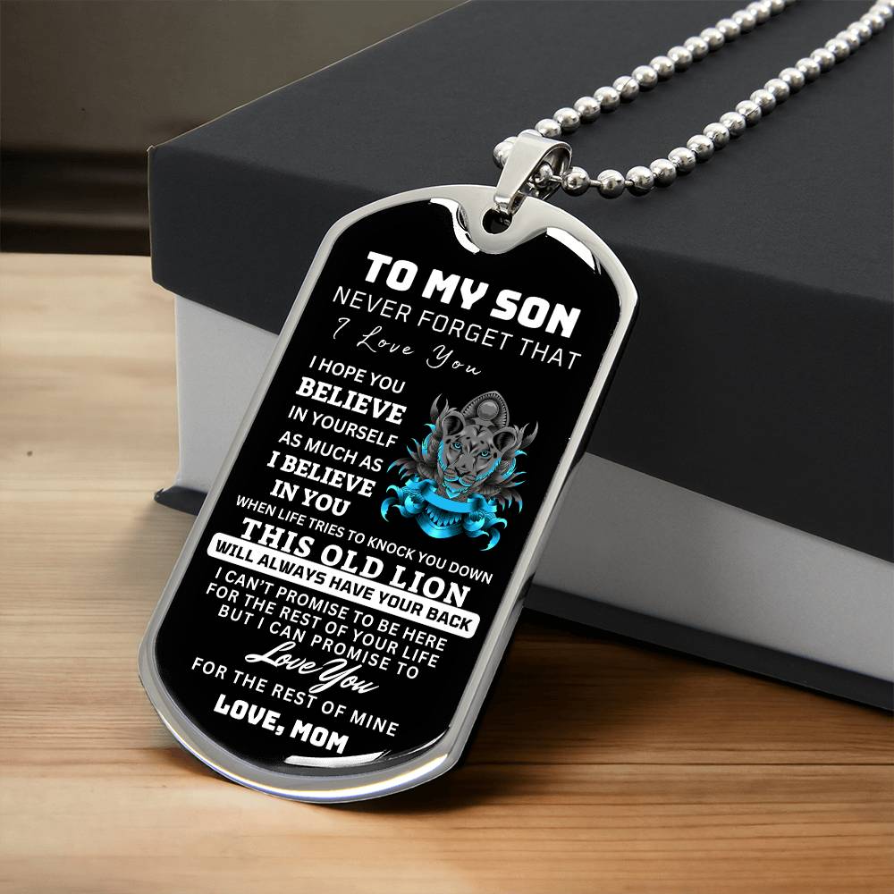 To My Son This Old Lion Dog Tag Gift From Mom