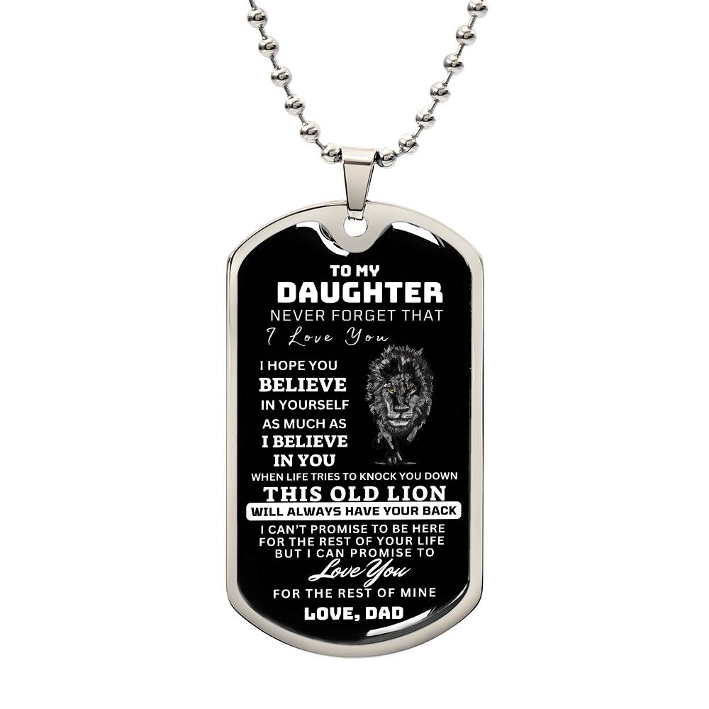 To My Daughter This Old Lion Dog Tag Gift From Dad