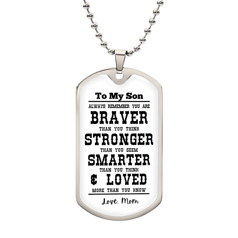 To My Son Always Remember Personalized White Background Dog Tag